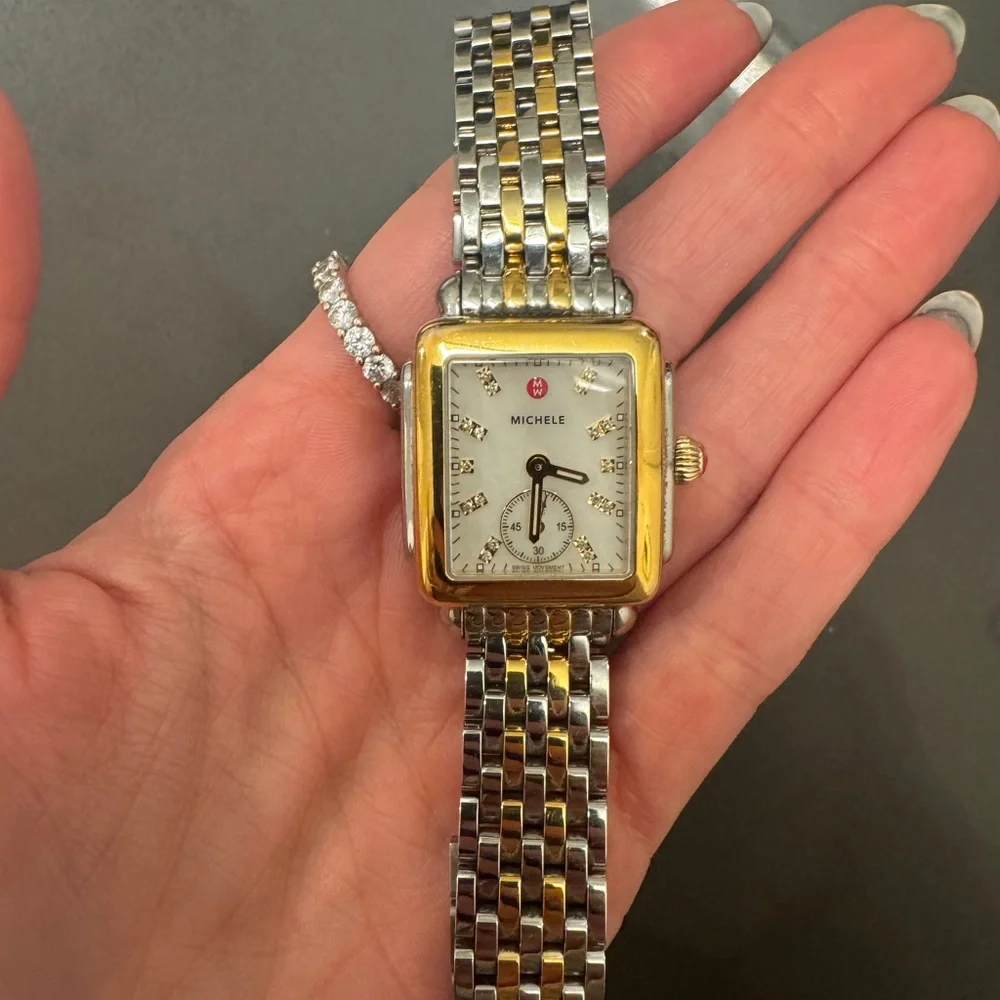Michele Two-Tone Deco Mid Diamond Dial Watch - Picture 6 of 8